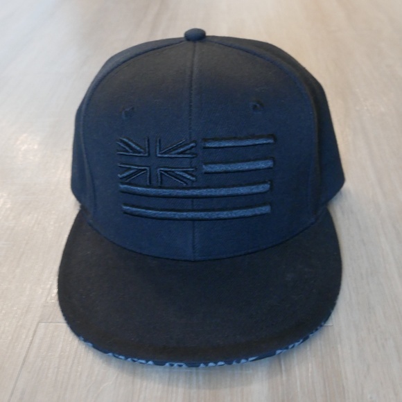Hae Hawaii Mens Black 3D Puff Flag Flatbill Hat NWOT~ - Picture 1 of 6